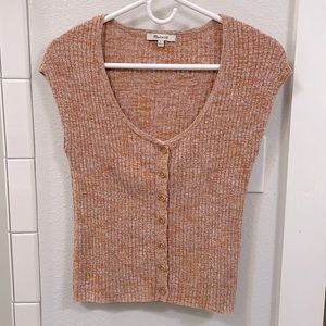Madewell shaw button front marled sweater tee